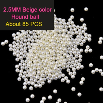 2MM/3MM/4MM/5MM/6MM ABS Imitation Pearls Half Round Flatback Beads Beige Nail Art DIY Decoration Makeup Tools