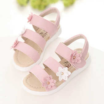 CUZULLAA Summer Style Children Sandals Girls Princess Beautiful Flower Shoes Kids Flat Sandals Baby Girls Roman Shoes