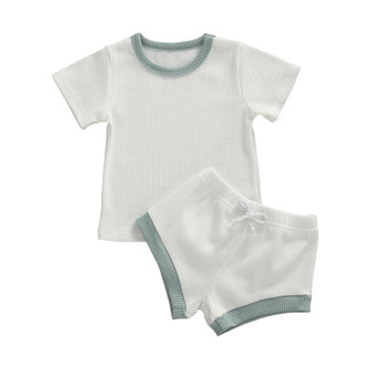 2020 Baby Summer Clothing Infant Baby Girl Boy Clothes Short Sleeve Tops T-shirt+Shorts Pants Ribbed Solid Outfits 0-3T