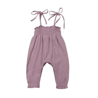 2019 Baby Summer Clothing 0-24M Toddler Baby Girl Romper Clothes Sleeveless Strap Pants Solid Overalls Cotton Outfits Jumpsuits