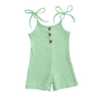 Newborn Toddler Baby Boy Girl Cotton Romper Baby Lace-up Summer Sleeveless Cotton Rib-knitted Jumpsuit Clothes Outfits 7 Colors