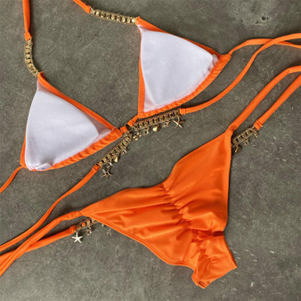 Cross Hanging Jewellery Bikini Bandage Split Swimsuit