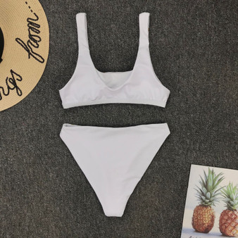 Split Swimsuit Sexy Bikini with Golden Leaf Print