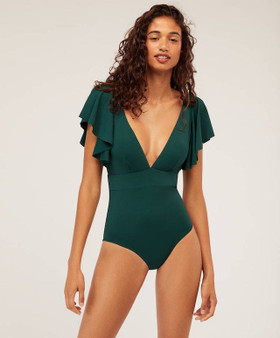 Sexy Solid Color Ruffled One-Piece Bikini