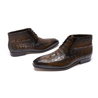 FELIX CHU Alligator Print Genuine Leather Shoes