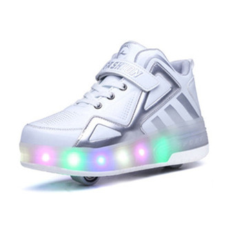 2020 Children Shoes Kids Glowing Sneakers with Two Wheels