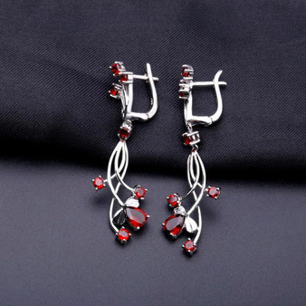 Natural Red Garnet Gemstone Earrings