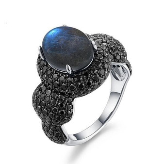 Blue Labradorite Moonstone Gemstone Ring
