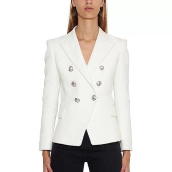 Silver Lion Buttons Double Breasted Blazer Jacket