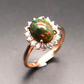 Multi-color Black Opal Natural Gemstone Oval Ring