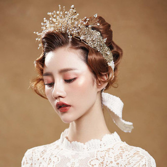 European Gold Handmade Oversize Brides Headpiece