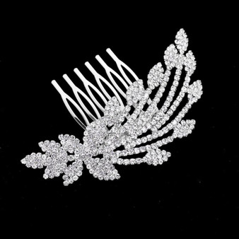 Rhinestone Leaf Hair Comb