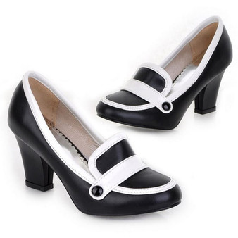 Women's Square Heels Pumps Ladies High Heel Shoes