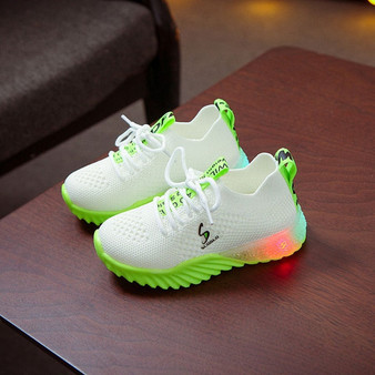 New Children Luminous Shoes Boys Girls Letter Sport Run Led Sneakers