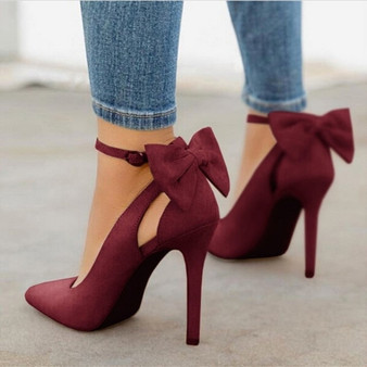 New bow pumps women high heels woman pointed toe stiletto pumps