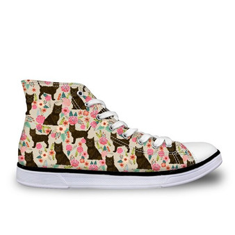 INSTANTARTS High Top Canvas Shoes Ankle Shoes for Women 3D Cute Animal