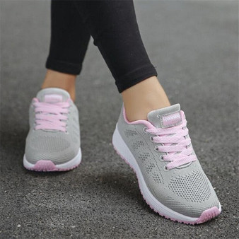 Women casual shoes fashion breathable Walking mesh lace up sneakers