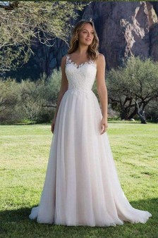 Charming Tulle Lace Sweetheart With Appliques Wedding Dress W316