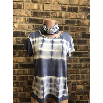 Indigo Tie Dye T shirt and Face Scarf set