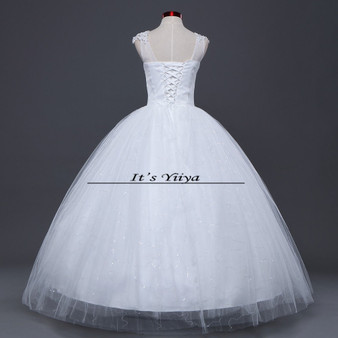 Free shipping YiiYa 2016 new White Wedding Dresses sexy lace up frocks pincess flowers dress ball gowns Vestidos De Novia HS211