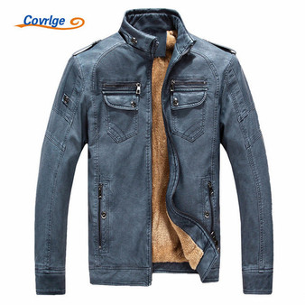 Mens Motorcycle Faux Leather Winter Jacket