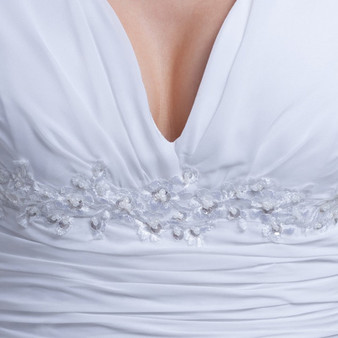 Elegant Chiffon Long V-neck A-line Evening Dress The Bride Formal Prom Dress Plus Size Mother of The Bride Dresses