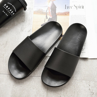 Summer Home Men Slippers Simple Black White Shoes Non-slip Bathroom Slides Flip Flops Couples Indoor Women Platform Slippers