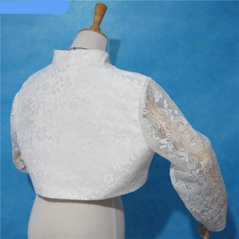 White or Ivory Long Sleeves Lace Jacket Bridal Boleros Shrug Wrap Coat