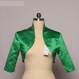 Stain Green Wedding Bolero Wraps Bridal Jacket Cape Mariage 3/4 Sleeves Bridal Bolero Shawl Coat Bolerko Damskie