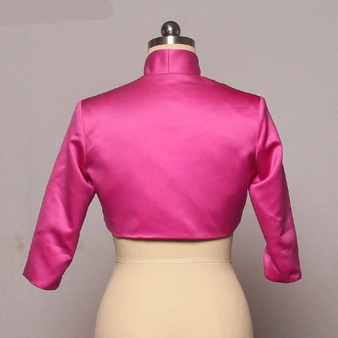 Rose Red Stain Wedding Bolero Wraps Bridal Jacket Cape Mariage 3/4 Sleeves Bridal Bolero Shawl Coat Wedding Top