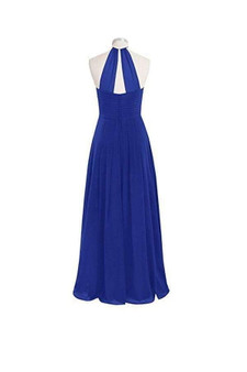 Charming Blue Halter Empire Sleeveless Chiffon Bridesmaid Dress Prom Dresses