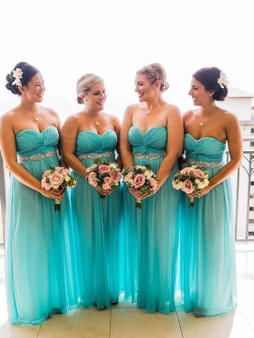 Simple Sweetheart Sleeveless Empire Beaded Chiffon Bridesmaid Dresses