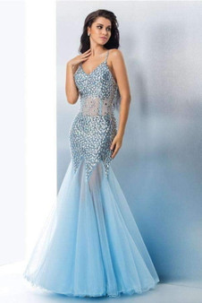 Charming Mermaid Spaghetti Straps With Sequin Sleeveless Long Prom Dress P783