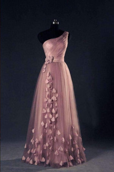 A Line/Princess Floor Length One Shoulder Sleevelss Appliques Evening/Prom Dress P52