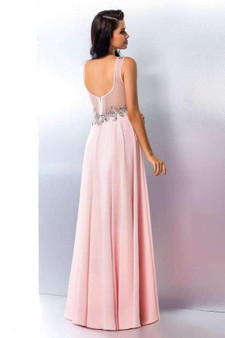 Pink A Line Floor Length V Neck Beading Sleeveless Chiffon Prom Dress,Party Dress P393