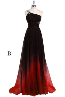 A Line Sweep Train One Shoulder Sleeveless Open Back Beading Prom Dress,Formal Dress O08