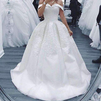 Romantic Off the Shoulder Sweetheart Wedding Dresses Lace Ball Gown W506