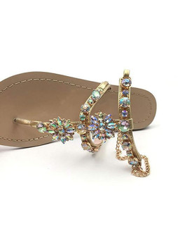 Summer Rhinestone Flat Heel Sandals Shoes