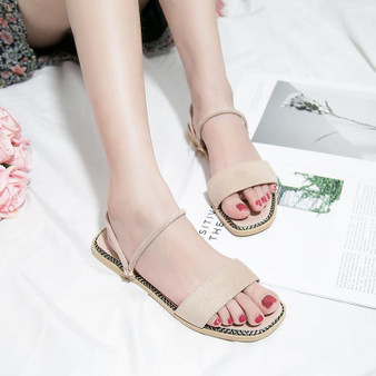 Summer Beach Flat Heel Sandals Solid Color Slippers