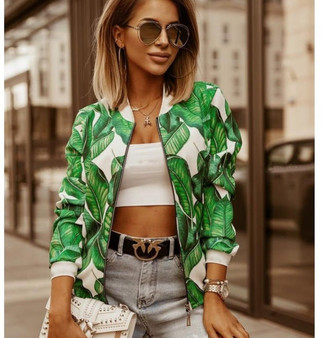 women bomber jacket thin printing jackets