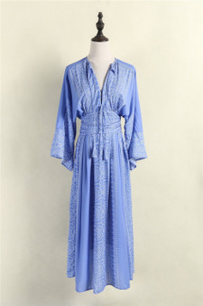 Solid Color Flare Sleeve Long Dresses Vintage Elegant Casual Dress