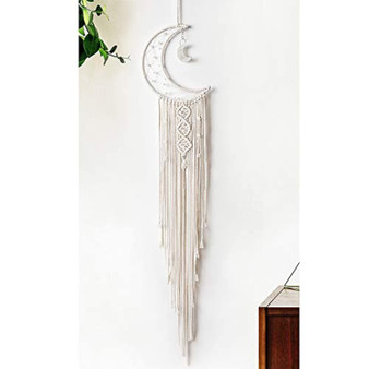 Crochet Crescent Moon Dream Catcher with Long Tassel