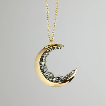 Crescent Moon Necklace Black Diamond