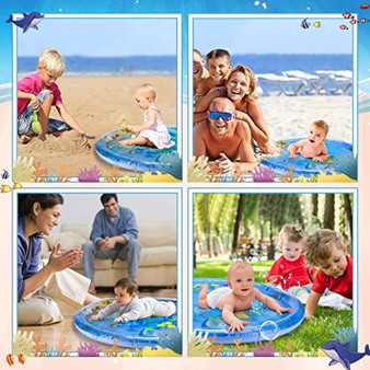 iHaHa Baby Tummy Time Water Play Mat, 40''X40'' Infant Inflatable Water Play Mat Toys for 3 6 9 12 Months Newborn Infant Toddler Baby Boy Girl