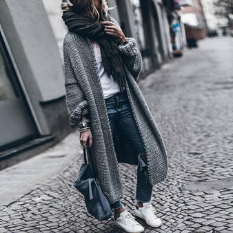 Autumn Knitted Cardigans Long Sleeves Loose Sweater Coat