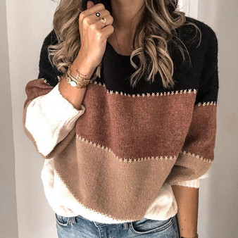 Loose Casual Striped Plus Size Long Sleeve Tops Sweater