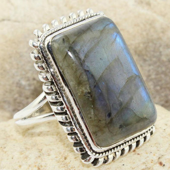 Vintage Geometric Square Gemstone Finger Ring