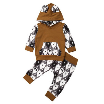 CANIS Autumn Winter Newborn Baby Girl Boy Tracksuit Clothes Long Sleeve Patchwork Hooded Top+Long Pants Outfits