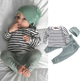 3pcs Newborn Baby Boy Clothes Kids Infant Tops Pants Hat Outfits Set Toddler Girl Clothing Baby Suit