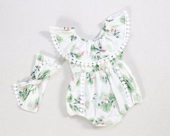 Lovely Newborn Baby Girl Flamingo Clothes Ruffle Romper Jumpsuit Summer Outfit 2020
